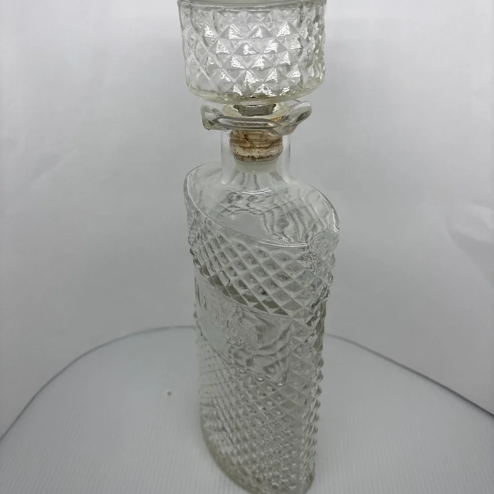 Vintage Anchor Hocking Bourbon Decanter Glass Diamond Cut 1969 Barware Accessory